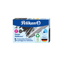 Pelikan Ink Cartridges for Twist Pelikano Ballpoint Pen | Set of 5 Pieces | Ink Inkjet Replacement | Intensive Clear Color | Calligraphy Hand Writing