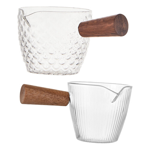 10Pièces Verre Transparent Manche Bois Pour Espresso 1