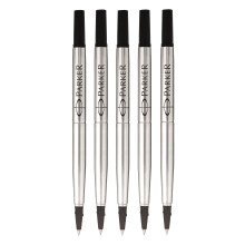 Parker Rollerball Pen Original Quink Ink Refills - 0.5mm Fine Point - Black Ink ? Pack of 5
