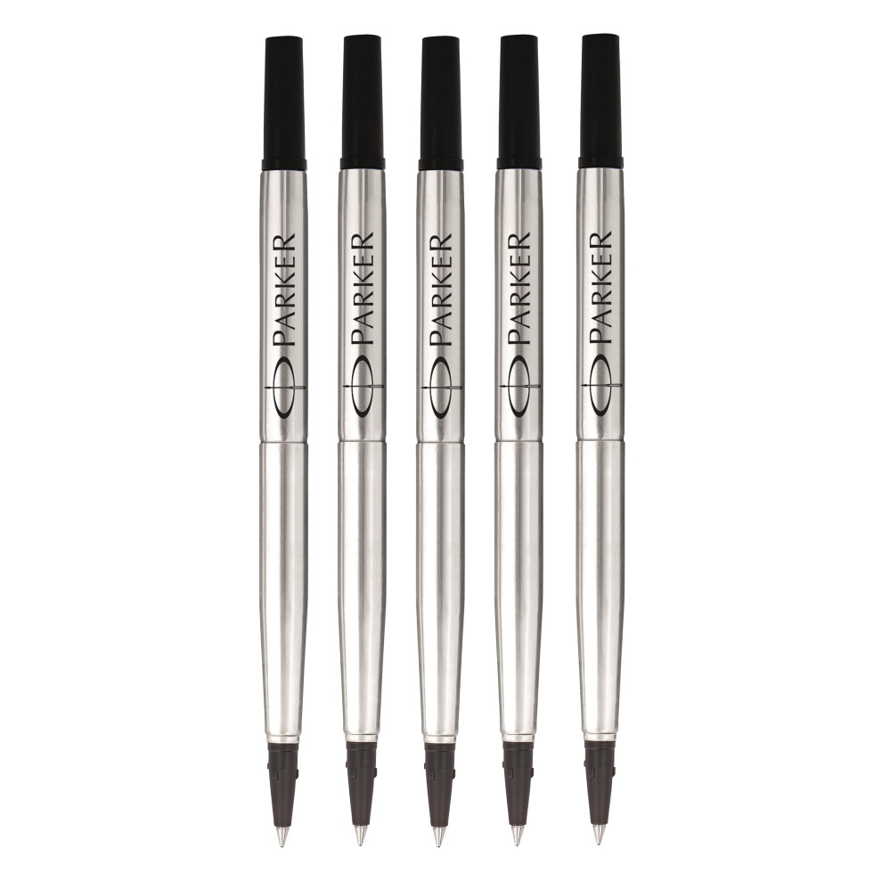 Parker Rollerball Pen Original Quink Ink Refills - 0.5Mm Fine Point - Ink ? Pack Of 5 Black