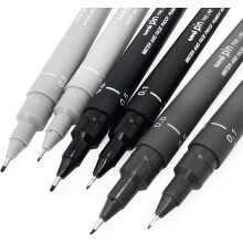 Uni Pin Fineliner Drawing Pen - Grey Tones - 0.1/0.5mm (Pack of 6)