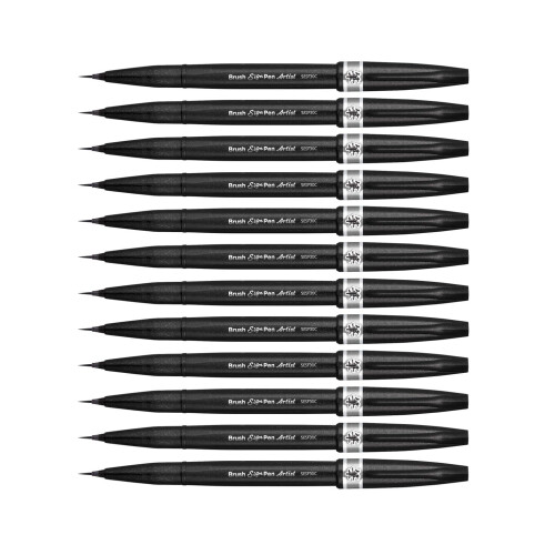Pentel Pentel SESF30C-NX Extra Fine Brush Tip, 12 Pieces Grey
