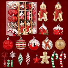 Bruchsicheres Weihnachtsschmuck-Set Lebkuchenmann 65-teilig