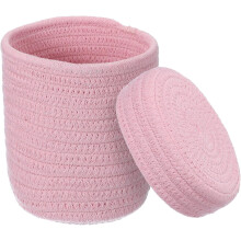 Panier de rangement rond en corde de coton rose clair uxcell avec couvercle, idéal pour la chambre d'enfant, les étagères et les placards –