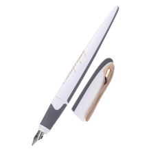 Online calligraphy fountain pen AIR white rosegold, calligraphy nib 0.8 mm, standard ink cartridges or converter, triangular shape, for fine and