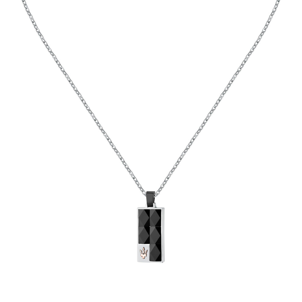 Maserati Men's Necklace In Steel, Ceramic, Black Ip, Rose Gold Ip, Ceramic Collection - Jm423atz27