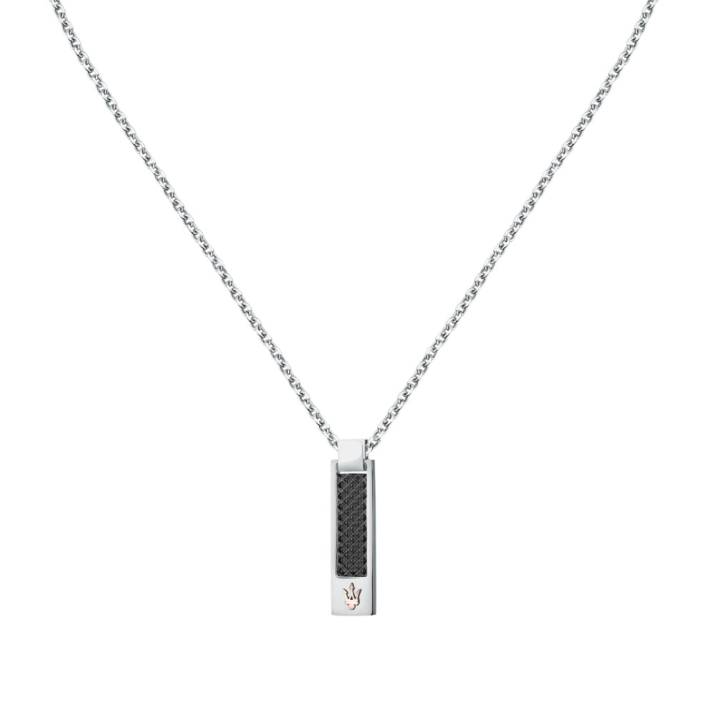 Maserati Men's Necklace In Steel, Black Ip, Yellow Gold Ip, Iconic Collection - Jm423avd19