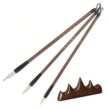 Lahviuu Chinese Calligraphy Brush 3 Pcs Writing Brushes Chinese Painting Ink Brushes with Pen Holder, Calligraphy Set for Beginners, for Oil,
