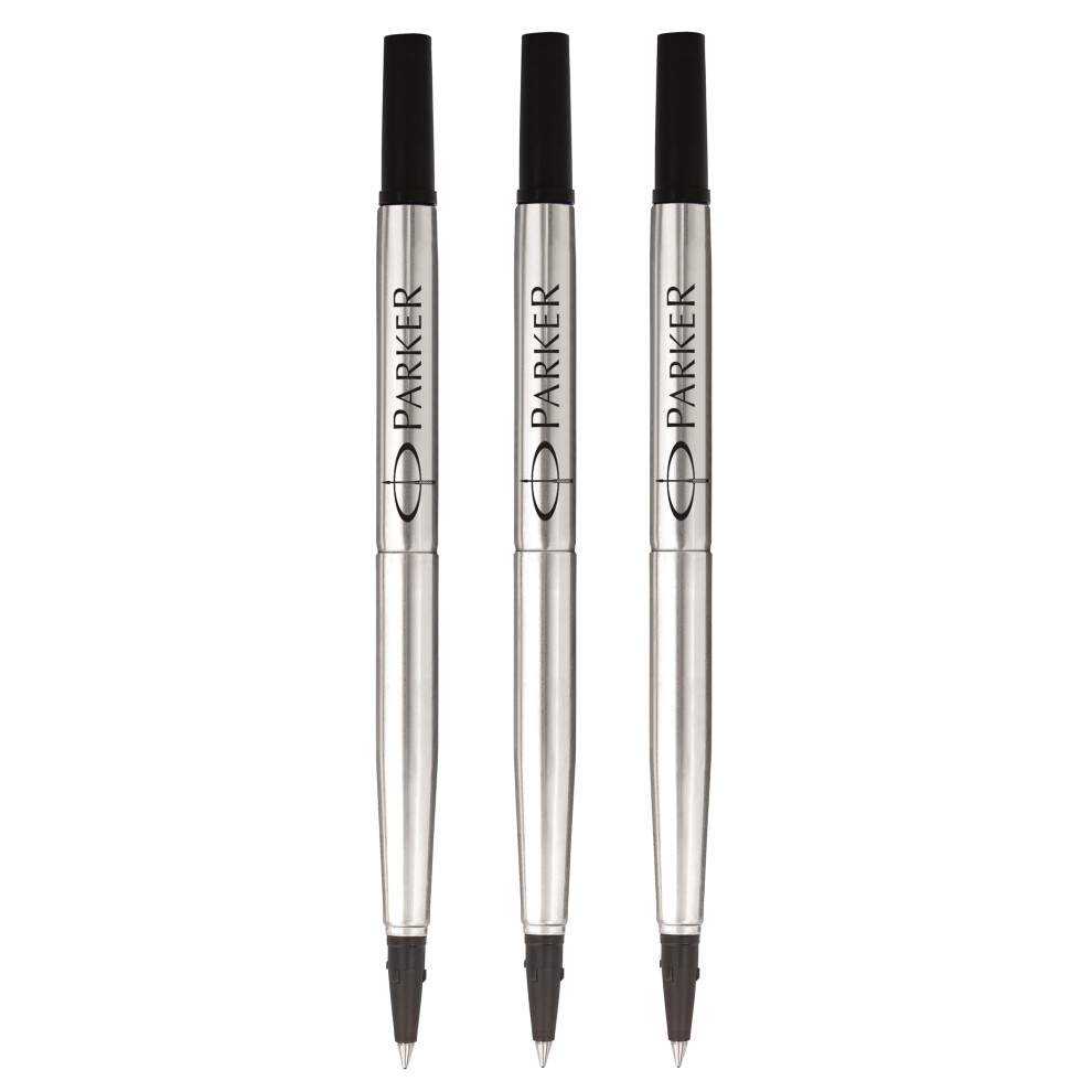 Parker Rollerball Pen Original Quink Ink Refills - 0.5Mm Fine Point - Ink - Pack Of 3 Black
