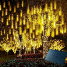 Solar-Lichterkette mit Meteoritenschauer-Effekt, 50 cm, 10 LED-Röhren, fallende Regentropfen und Eiszapfen, dekorative Lichterkette für Dekorationen