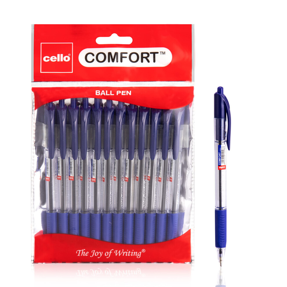 Cello Ballpoint Pens Extra Comfort Grip Ball Pens Medium Point Biros Retractable Ballpoint Pens (, 24) Blue