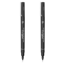 Uni Pin Fineliner Drawing Pens - Black Ink - 0.3mm Nib - Pack of 2