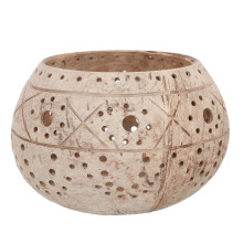 Coconut Shell Tealight Holder Coffee 10x7x7cm