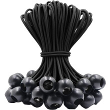 Corzi elastice de 23 cm cu bile, 50 buc. centuri elastice rezistente pentru camping, prelată, marfă, bețe de cort (negru)