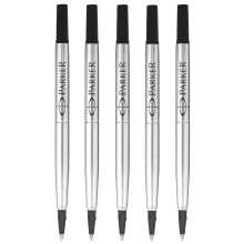 Parker Rollerball Pen Original Quink Ink Refills - 0.7mm Medium Point - Black Ink ? Pack of 5