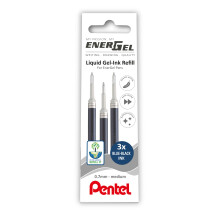Pentel EnerGel 0.7mm Refill Wallet of 3 - Blue Black