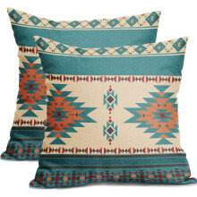 18x18" vintage turkise sørvestlige aztekiske putetrekk (sett med 2), lin, innendørs/utendørs, kompatibel med BZ