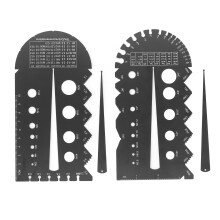2 juegos de galgas de paso de rosca, aluminio negro, métrico/imperial