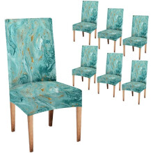 Housses de chaises turquoise Ă motif sable mouvant, lot de 6, pour salle Ă manger, hĂ´tel ou cuisine.