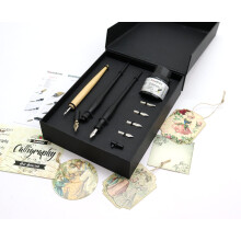 Liquidraw Calligraphy Pens Set | Contains 1 x 35 ml Black Ink, 3 x Holders, 7 x Calligraphy Nibs & 6 x Cards & Tags | Beautiful Gift Set For Artists,