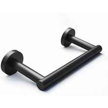 Porte-papier toilette mural pivotant à double tige en acier inoxydable noir mat, compatible avec les rouleaux extra larges.