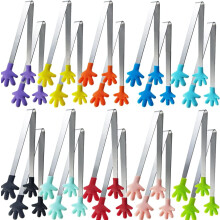 Lot de 20 mini pinces en silicone, pinces alimentaires en forme de main de 12,7 cm, petites pinces colorées pour enfants pour servir des aliments,
