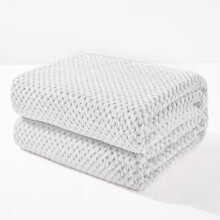 Fleece King Size Blanket, Super Soft & Warm Waffle Texture, Lightweight Cozy Blanket for Bed/Couch (90x104", Light Grey)