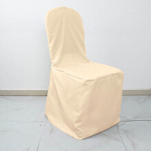6 housses de chaises de banquet en polyester uni beige, linge de table pour réception