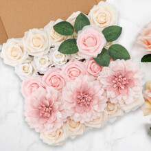 Artificial Flower Combo Box – 18pcs Roses, Dahlias & More