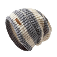 Knit Beanie Hat with Pom Pom – Japanese Striped Design,