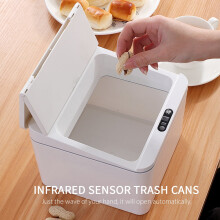 Poubelle infrarouge sans contact de 6 L pour la cuisine, le bureau, la chambre et la voiture – Compatible avec les capteurs IR