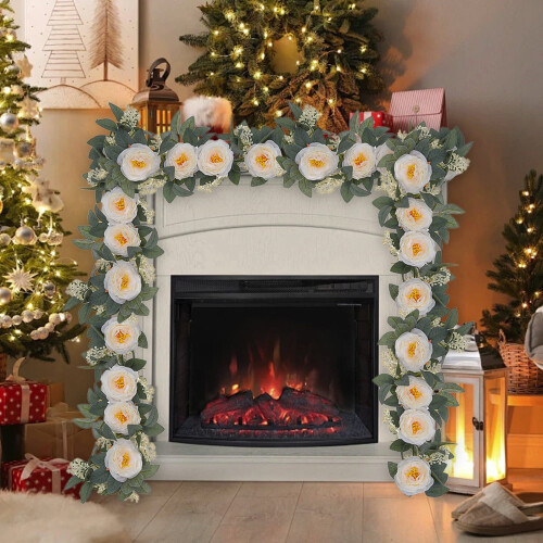 Artificial Rose Vine Garland 68.9in Beige