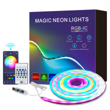 Guirlande lumineuse LED néon 5 m, application RGB + contrôle infrarouge, synchronisation musicale, étanchéité IP67, intensité réglable –