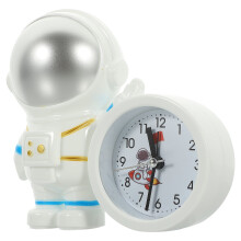 Silver Astronaut Alarm Clock Ornament - Plastic, Desktop