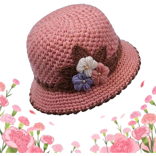 Women's Floral Knit Bucket Hat, One Size