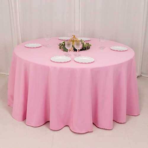BalsaCircle 120" Pink Round Polyester Tablecloth