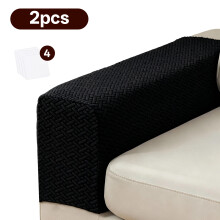 AUQ Stretchable Sofa Arm Covers – Black, Polyester, Pack