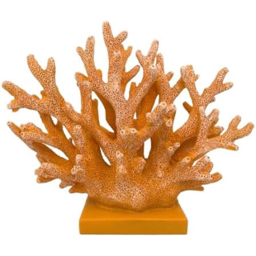 Orange Resin Coral Statue 5.8 in