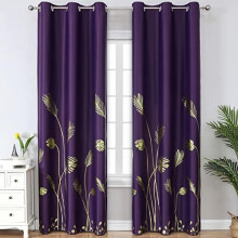 Purple thermal insulated curtains with gold grommets, 42x96