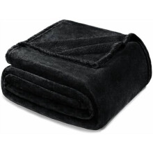 Fleece Blanket Queen Size for Bed, Super Soft and Warm, All Season Use, Cozy, Plush, Lightweight, 90x90 Inches, Black