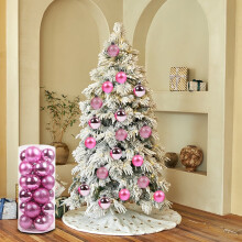 24 Pink Shatterproof Christmas Baubles 40 mm