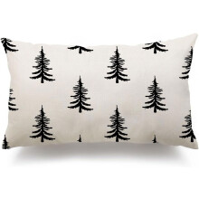 Housses de coussin de Noël 30 x 50 cm, motif sapin de Noël, blanches, pour la décoration hivernale familiale, canapé et maison (040)