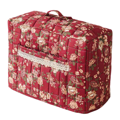 Gesteppte Nähmaschinenabdeckung mit Blumenmuster und Taschen