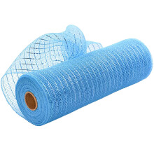 Blauw metallic polyester gaaslint 25 cm x 9 meter – DIY-krans, kerst, Halloween, cadeauverpakking, bloemversiering – Geschikt voor