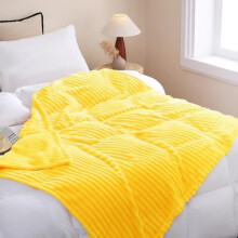 Yellow Fleece Throw Blanket 60x80 in Striped Design