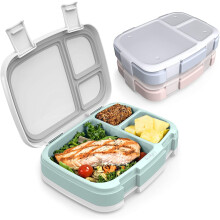 Lot de 3 boîtes de conservation réutilisables à 3 compartiments pour la préparation des repas – Sans BPA, compatibles micro-ondes et