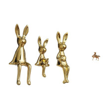 Figurine de famille de lapins – Sculpture animale – Centre de table vintage pour meuble, étagère, bureau, chambre et décoration intérieure