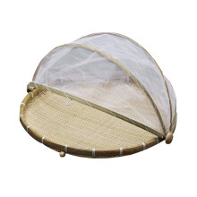 Panier à fruits en bambou grande capacité avec moustiquaire, panier de rangement, plateau de service, récipient pour fruits et aliments, 1 pièce