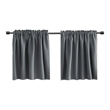 Grey Short Curtain Tiers for Bathroom/Basement, Rod Pocket, Blackout, 52""W x 18""H, 2 Pieces