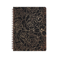 Caiet spiralat 20x16,5 cm, 80 de pagini, hârtie liniată groasă, buzunar spate, legare cu spirală dublă, jurnal pentru femei
